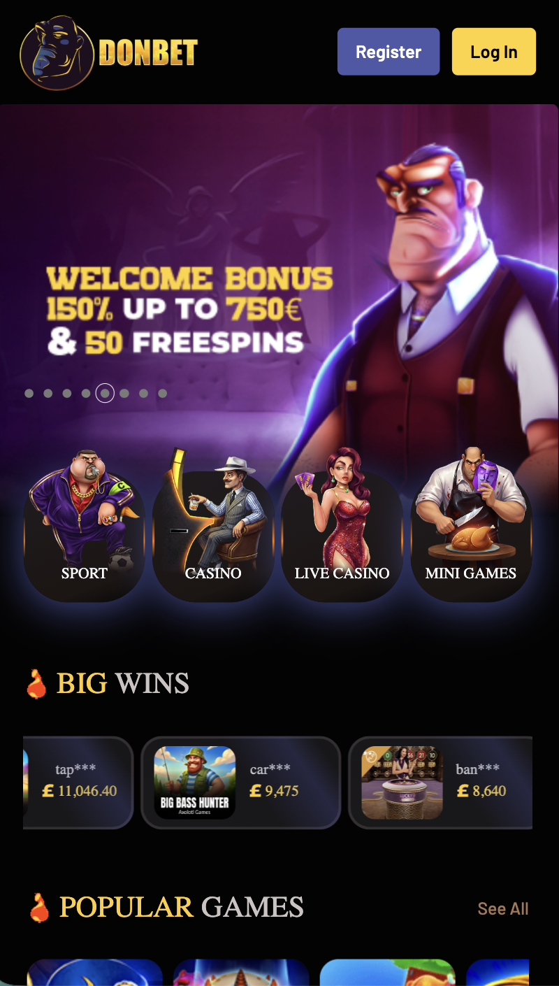 Donbet Casino mobile view